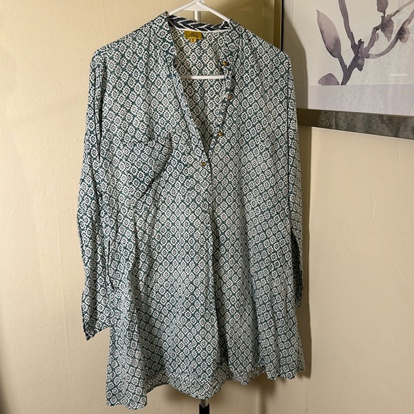 Roberta Roller Rabbit •Women S• Printed Sun Dress Cotton Blue Has Pockets *flaws - Picture 1 of 13